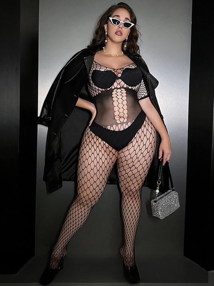 Erotic Mesh Clothes Fashion Lingerie Set Hot Babydoll Costumes Women's Sexy Tights Full Bodystockings Fishnet Hollow Jumpsuit