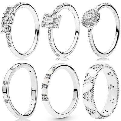 925 Sterling Silber Funkelnden Eleganten Ring Mode Damen DIY Ring Schmuck