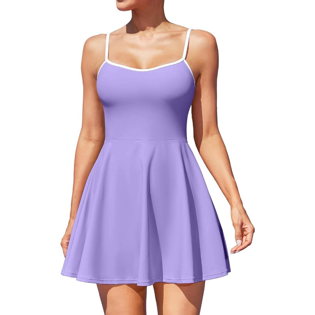 

Charmleaks женское теннисное платье с шортами платье для гольфа тренировочное регулируемое платье для занятий спортом спортивная одежда XL фиолетовый