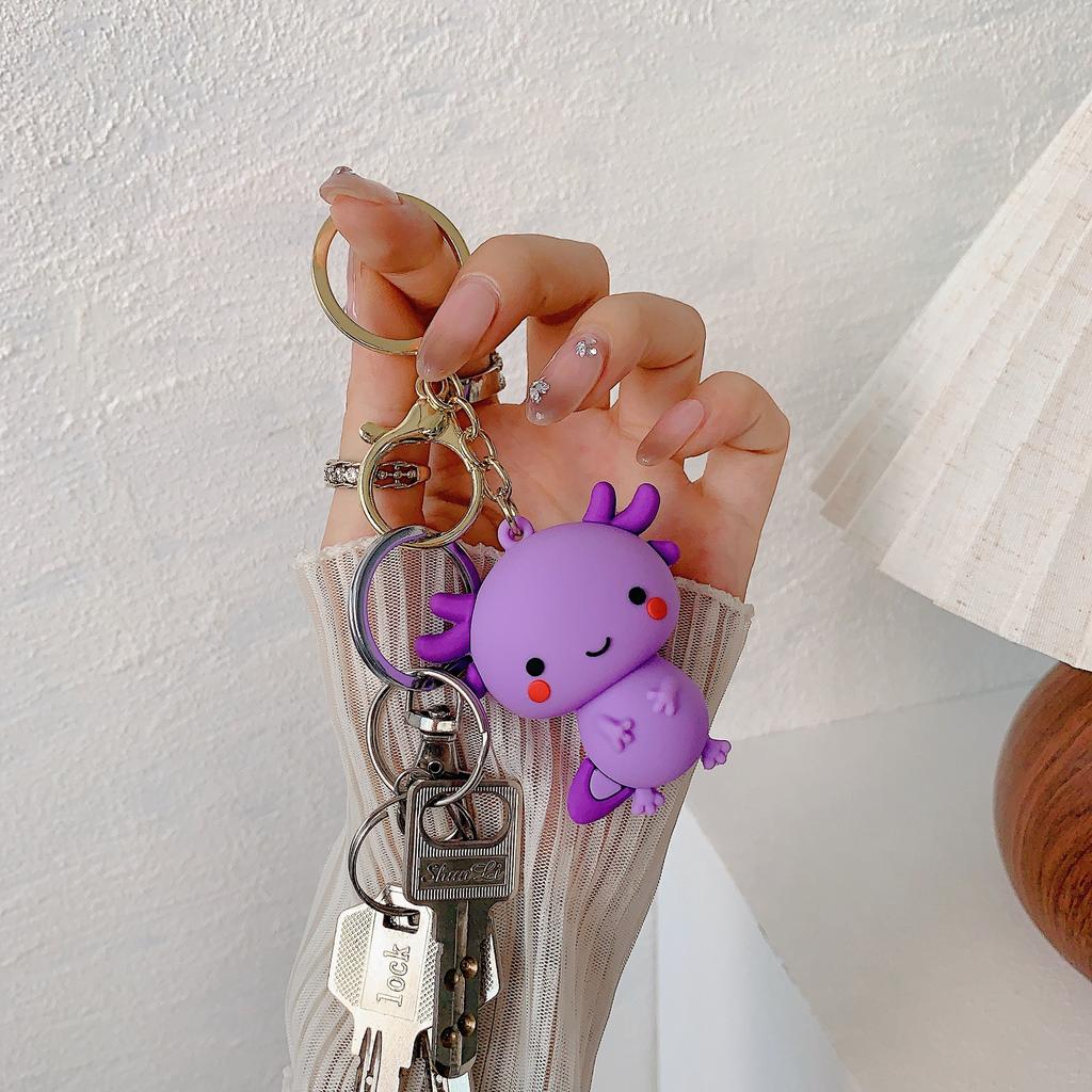 Cute Axolotl Keychain for Men Women Simulation Fish PVC Pendant Key Ring Holder for Women Friends Birthday Gift