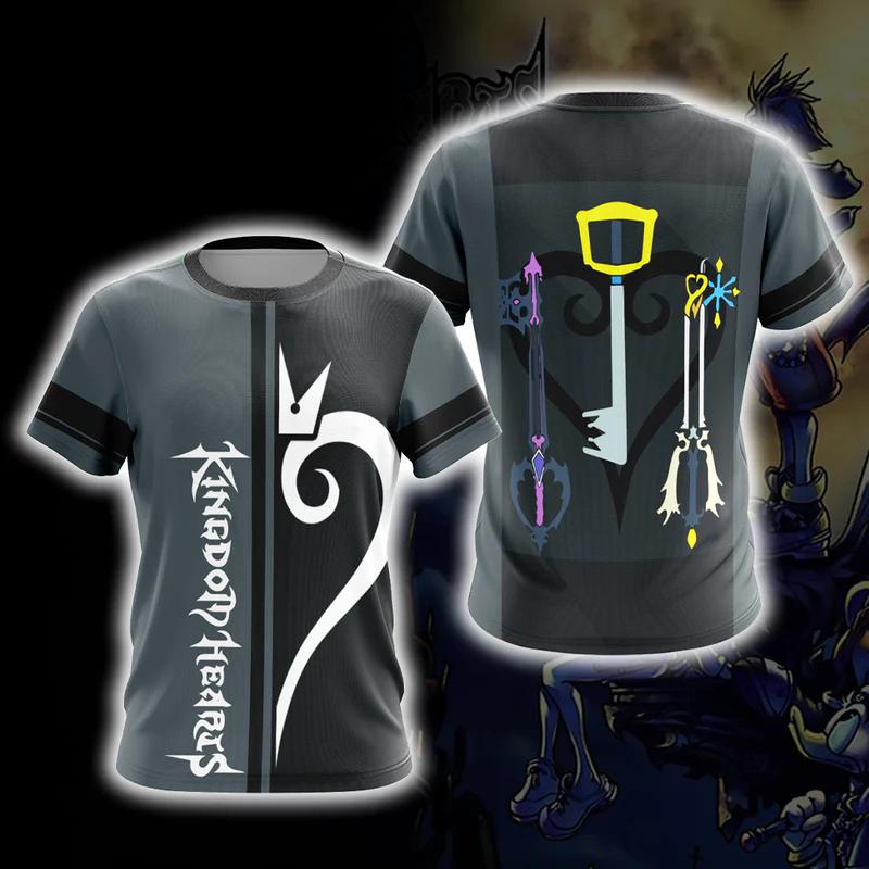Anime Gra Kingdom Hearts Koszulki Cosplay Nadruk 3D Unisex Koszulka Męska Damska Krótki Rękaw Harajuku Oversize Męski Top z Postaciami z Kreskówek