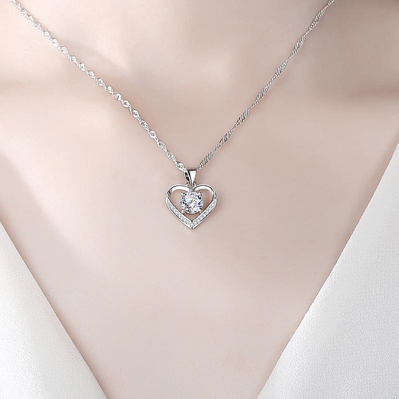 Ewige Liebe Romantischer Herz-Anhänger Halskette - Valentinstagsgeschenk für Frauen, Personalisierbarer Schmuck