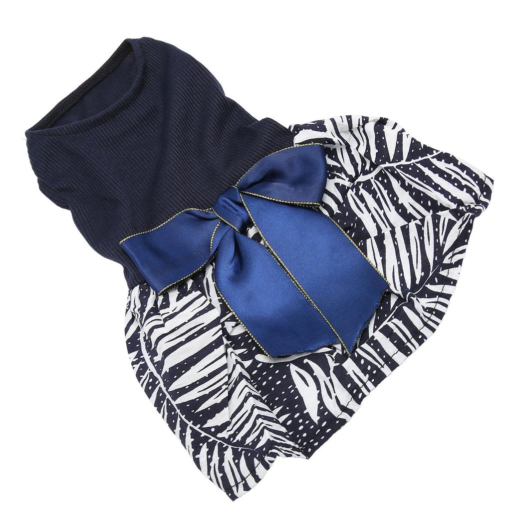 Pet Dog Dress Delicate Pattern Comfortable Doggie Princess Dress Clothes with Bowknot for Small Dogs Cats Spring Summer