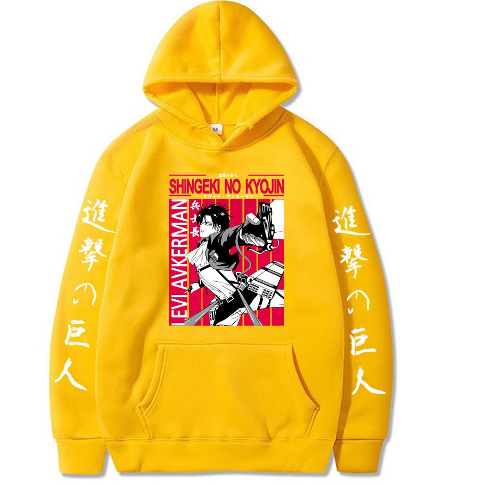 

Аниме, принтованный свитер с капюшоном, толстовка мужская, новый топ XS жёлтый