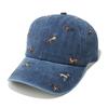 Korean-Style Cute Puppy Embroidery Large Head Circumference Baseball Cap For Women Soft Top Sunshade Washed Denim Duckbill Cap