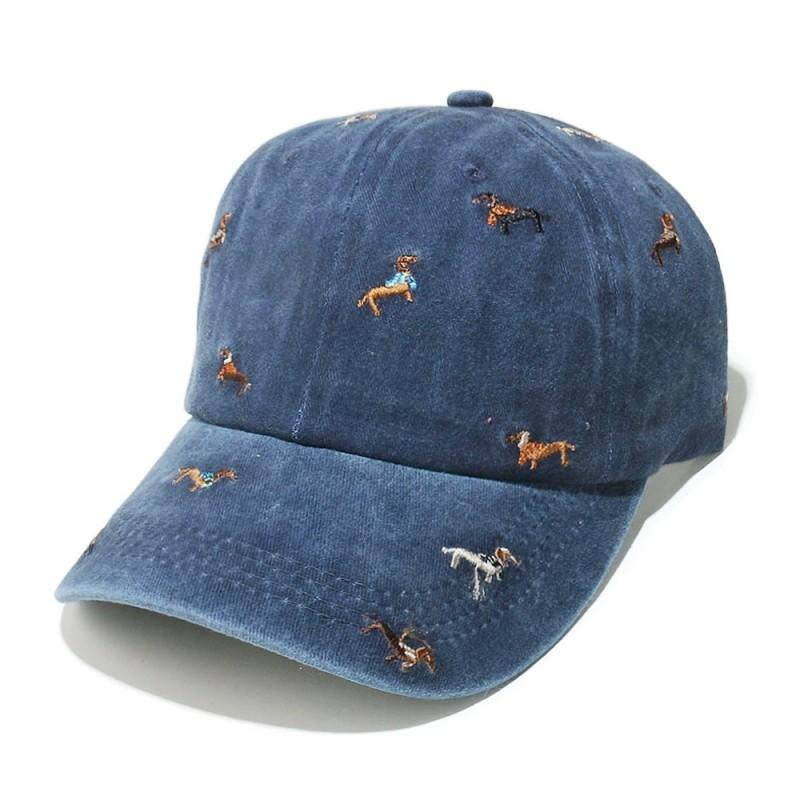 

Korean-Style Cute Puppy Embroidery Large Head Circumference Baseball Cap for Women Soft Top Sunshade Washed Denim Duckbill Cap темно-синий