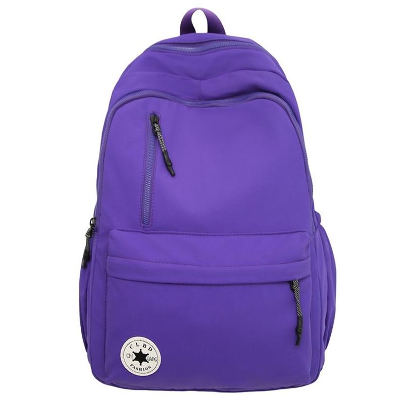 Schoolbag Solid Color Simple Backpack Men's and Women's Trend Original School Bag Students Commuting Light Travel Backpack