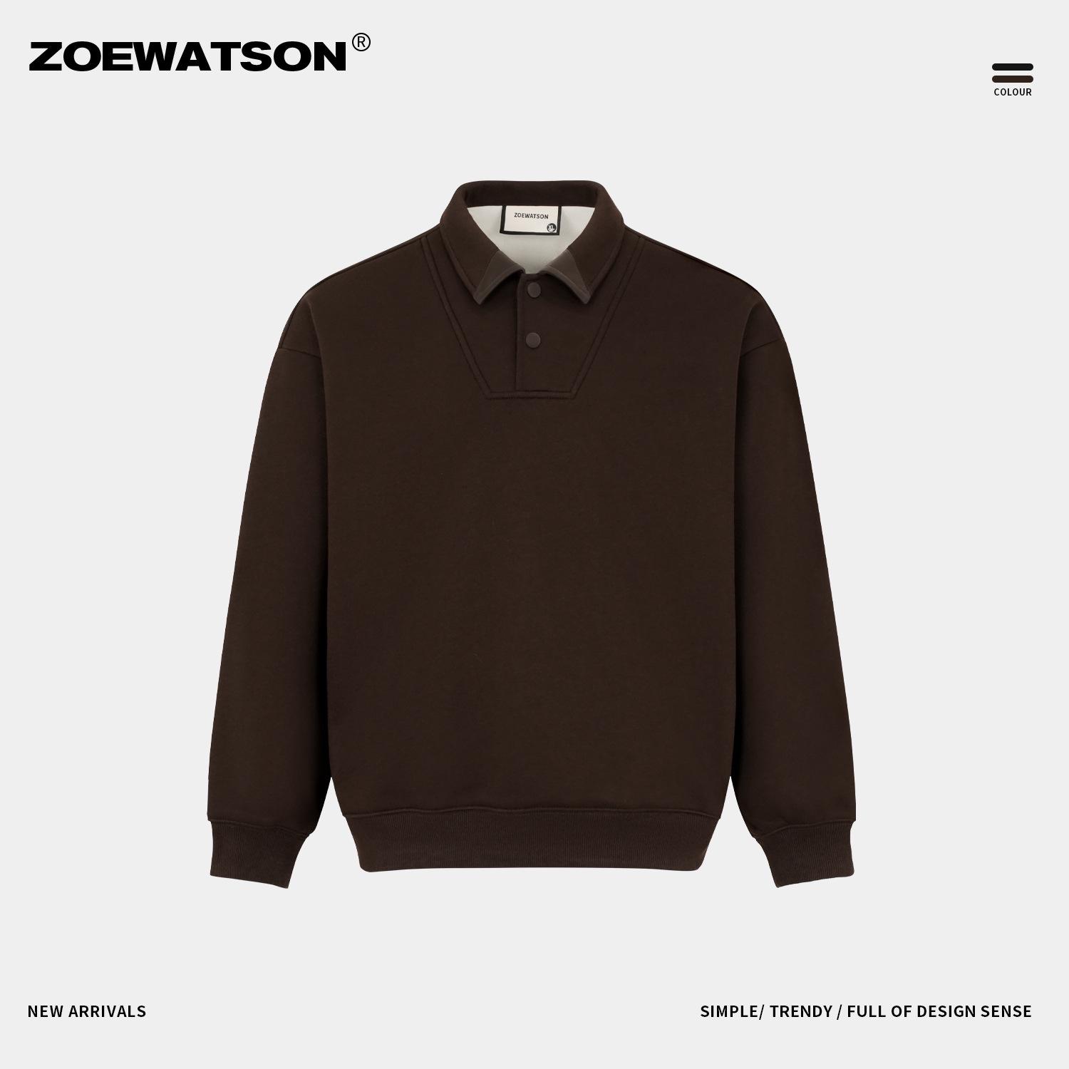 

Men s American Retro Fleece-Lined Polo Neck Hoodie - Heavyweight, Warm, Trendy Pullover for Winter Large