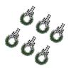 6Pcs Artificial Wreath 13cm Small Christmas Wreaths Ribbon Bows Wreath for Front Door Kitchen Cabinets Wall Window