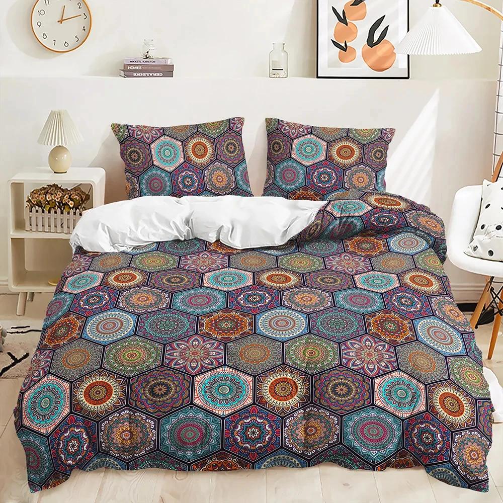 3d Bohemian Bedding Set Boho Flowers Duvet Cover Pillowcases Queen King Size 2/3pcs Bed Linens For Woman Couple