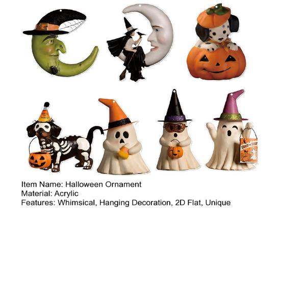 Decorazione Auto Halloween Ciondolo 2D Piatto per Specchietto Retrovisore Auto per Auto Zaino Albero di Natale Accessori Interni Auto