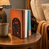 Hollow Metal Bookend 1 Pair Cat Bookends, Decorative Heavy Book Ends Anti-slip for Shelf, Non-Skid Black Stopper Home Office Desk