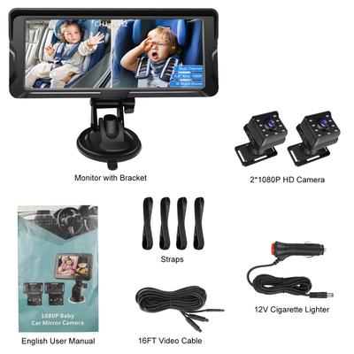 Baby Car Camera Dual Channel 6.8 Inch 1080P Baby Monitor with IR Night Vision Camera and 150 Degrees  Wide View for