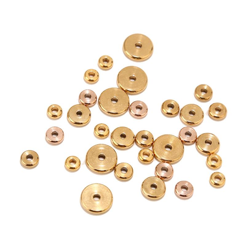 20st Rostfritt Stål Runda Platta Mellanläggspärlor 4mm 6mm 8mm 10mm Lösa Pärlor för Smyckestillverkning DIY-material Hål 2mm