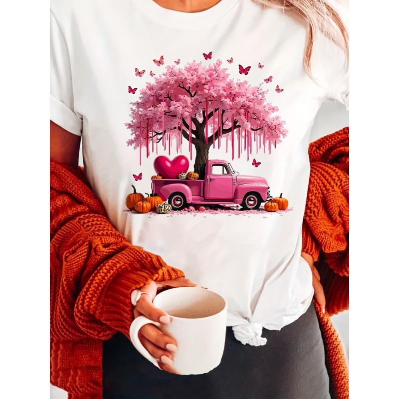 

Европейские размеры Футболка с принтом сердечек, круглым вырезом, повседневная футболка с коротким рукавом для весны и лета, женская одежда S белый