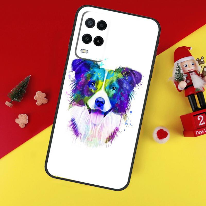 Border Collie Watercolor Case For Oppo A38 A18 A58 A78 A98 A74 A94 A54 A80 A60 A40 A96 A76 A16 A15 A17 A57 A5 A6 Pro