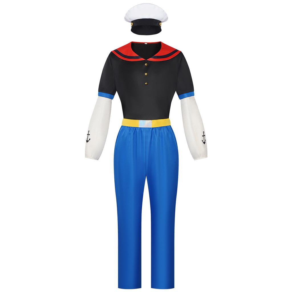 Popeye The Sailor Cosplay Costume For Anime Role Play With Polyester Fabric For Halloween And Party Costumes