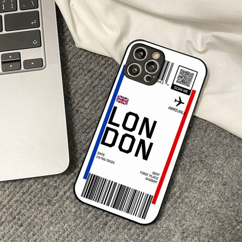 INS Light Ticket Airplane Phone Case for iPhone 11 12 13 mini pro XS MAX 8 7 6 6S Plus X 5S SE 2020 XR cover