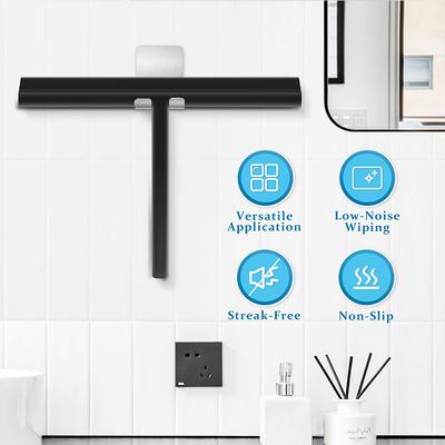 Glass Silicone Wiper Shower Screen Squeegee with Stainless Steel Core Silicone Hook 21/28CM for Shower Doors, Windows