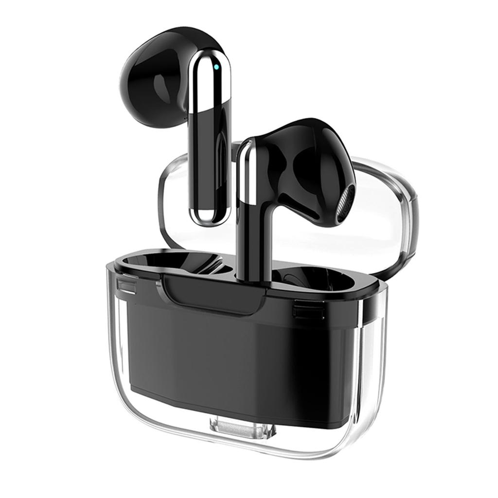 Language Translator Earbuds Bluetooth 5.3 Support 144 Languages Wireless Translator Earphone with Transparent Case Black