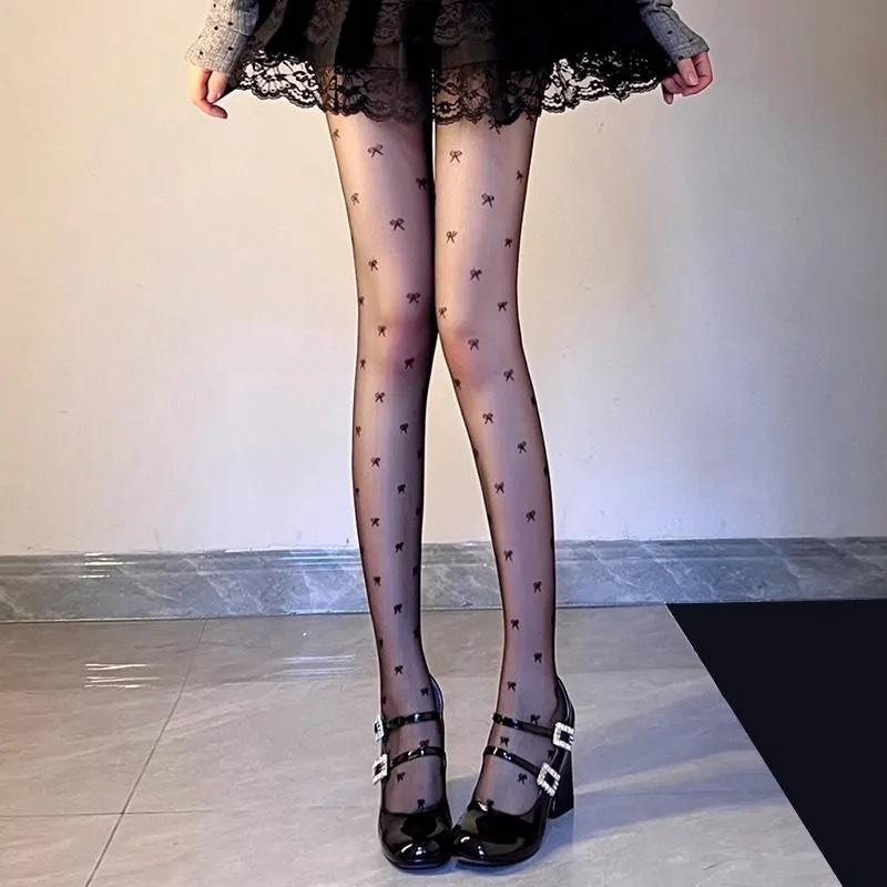 High-End Silver Silk Gray Stockings Gray-Tie Bright Silk Rhombus Cross-Striped Shiny Black Stockings Skin-Penetrating Pantyhose