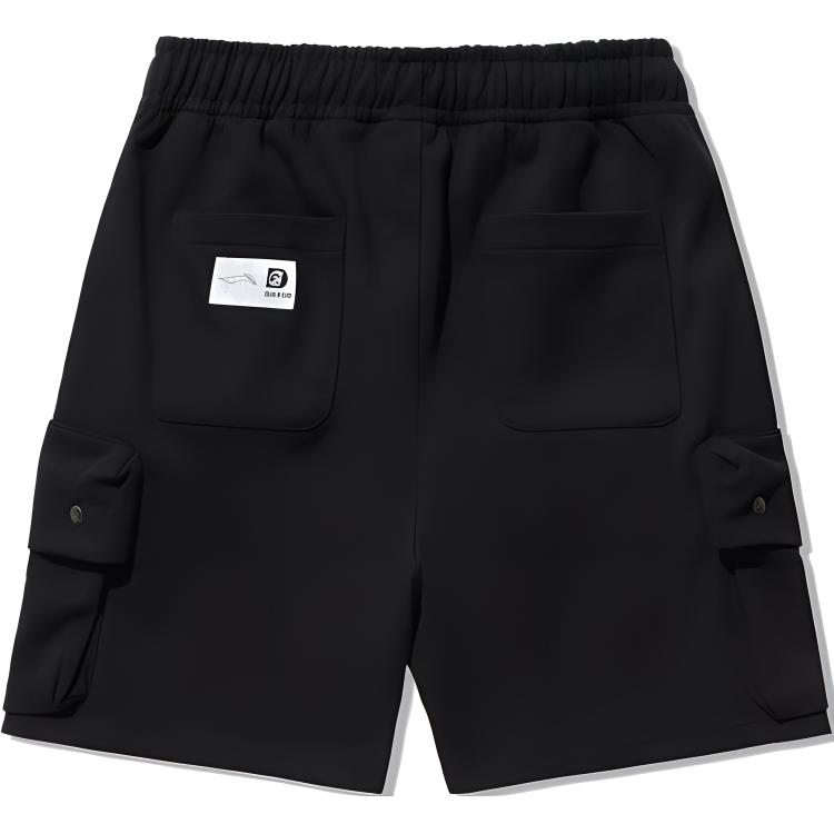 Li Ning Plain Minimalist Lace-Up Elastic Sports Casual Shorts Men shorts Black AKSU155-2