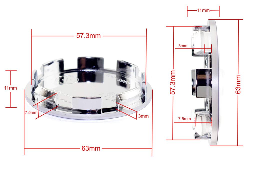 Radnabenkappe 63mm 57mm 4 Stück Silber Radabdeckung Nabenabdeckung