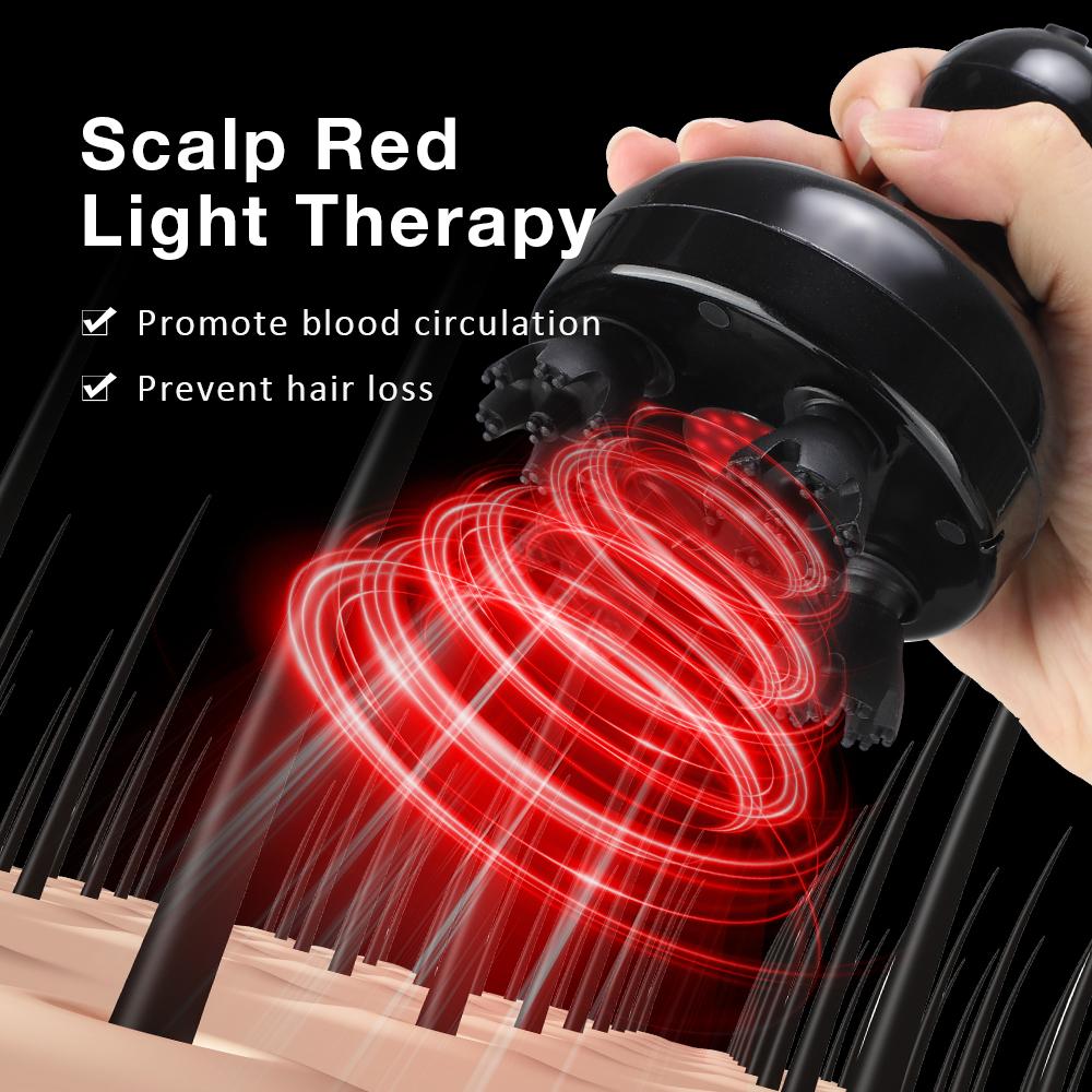 Waterproof Electric Scalp Head Massager Health Red Blue Light Therapy For Hair Growth Antistress Kneading Head Care Scratcher
