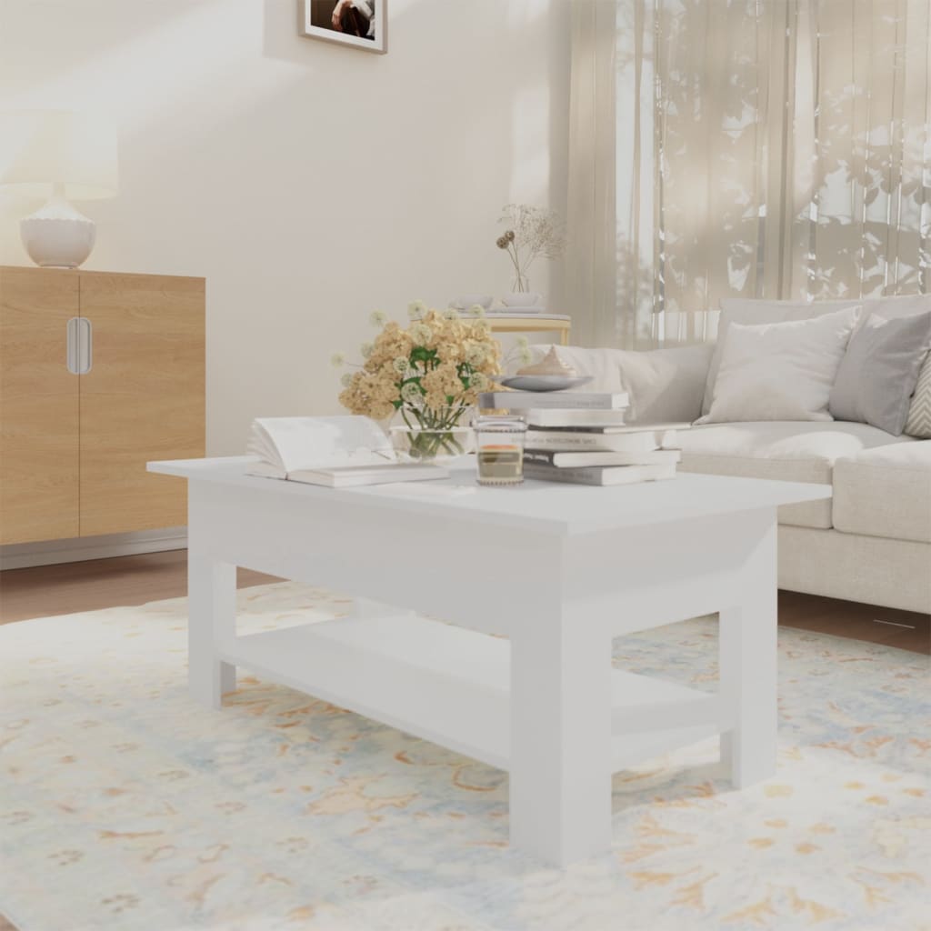 Vidaxl Coffee Table, White, 102X55X42 Cm, Wood-Based Material