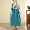 Short Sleeve Plus Size Cotton Vintage Floral Patchwork New In Dresses for Women Casual Loose Long Summer Dress