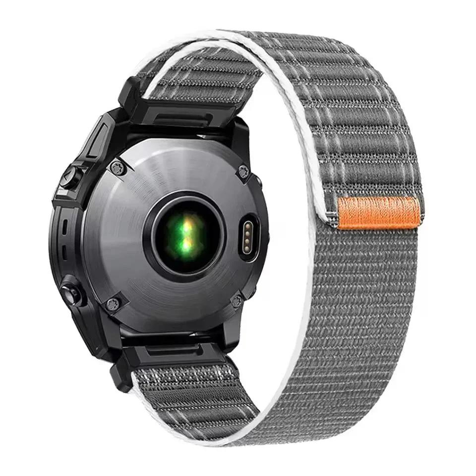 

26/22mm Watch Strap For Garmin Quatix 8/Fenix 8pro E 7 7X 6 6X 5plus Nylon Loop Band Descent Mk3i/Instinct 3 2X Velcro Bracelet 1pcs QuickFit 22mm