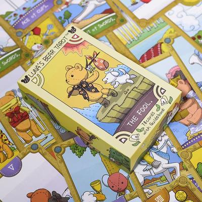 Luna's Bear Tarot Deck 78 Pcs Cute Teddy Bear Tarot Cards In Rigid Box with Guidebook for Beginners 12*7cm