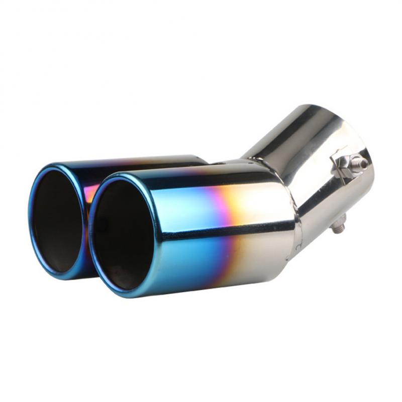 Automobile Tail Dual Outlet Exhaust Tip Stainless Steel Slant Rolled Edge Auto Muffler Modified Universal Car Exterior Supplies