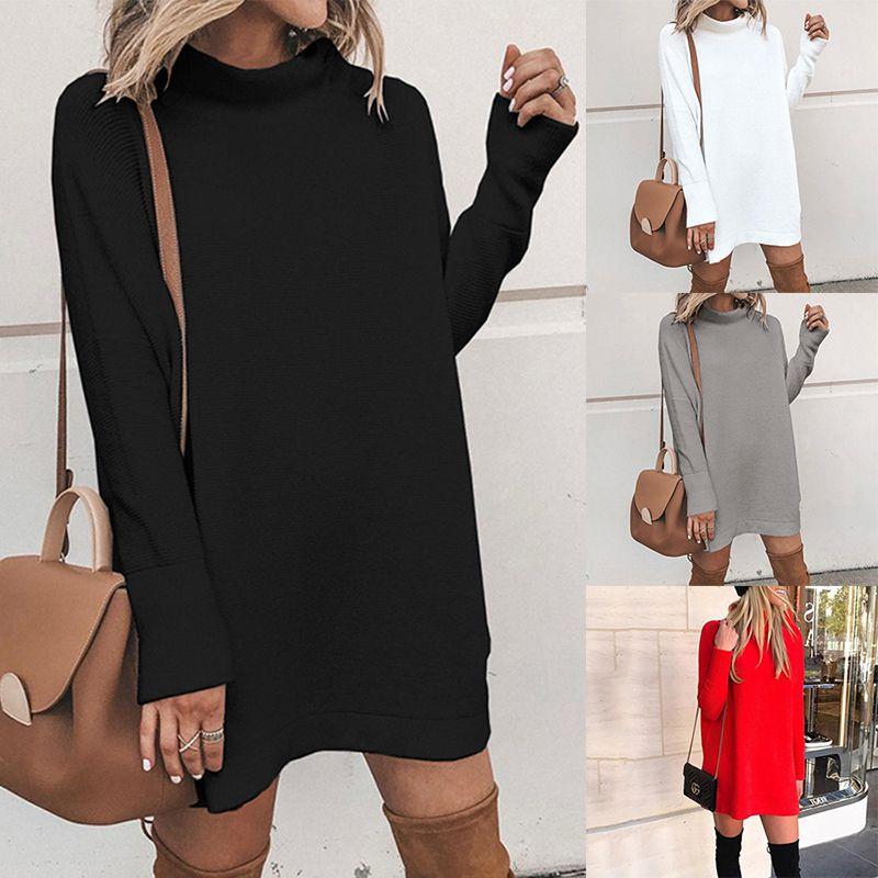 Ultra-soft Women Warm Knitted Long Sleeve Dress Perfect For Autumn And Winter