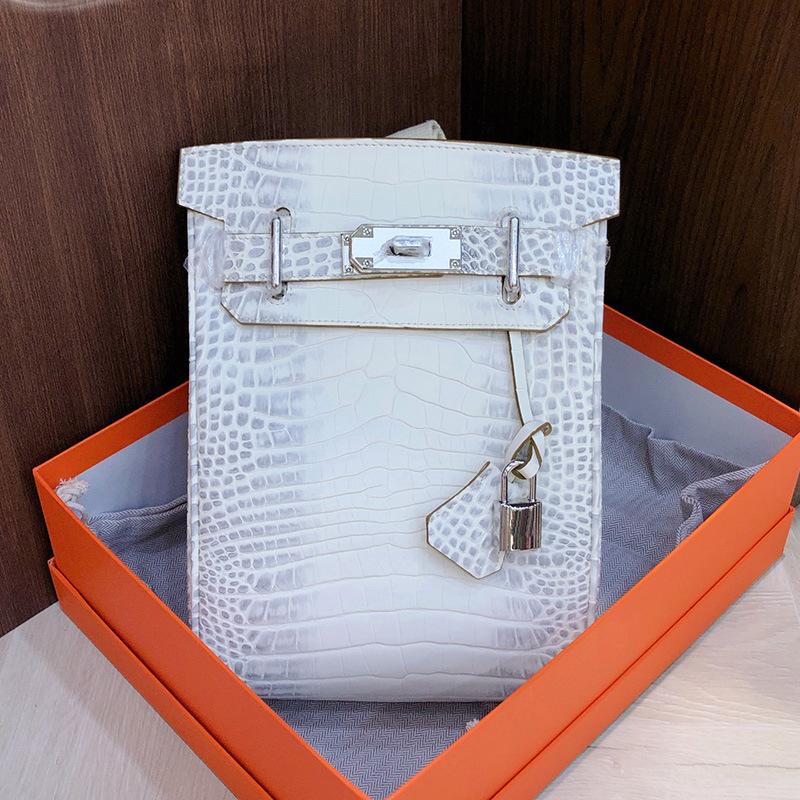 New first-layer cowhide matte crocodile pattern breast bag unisex backpack genuine leather Keli shoulder messenger bag