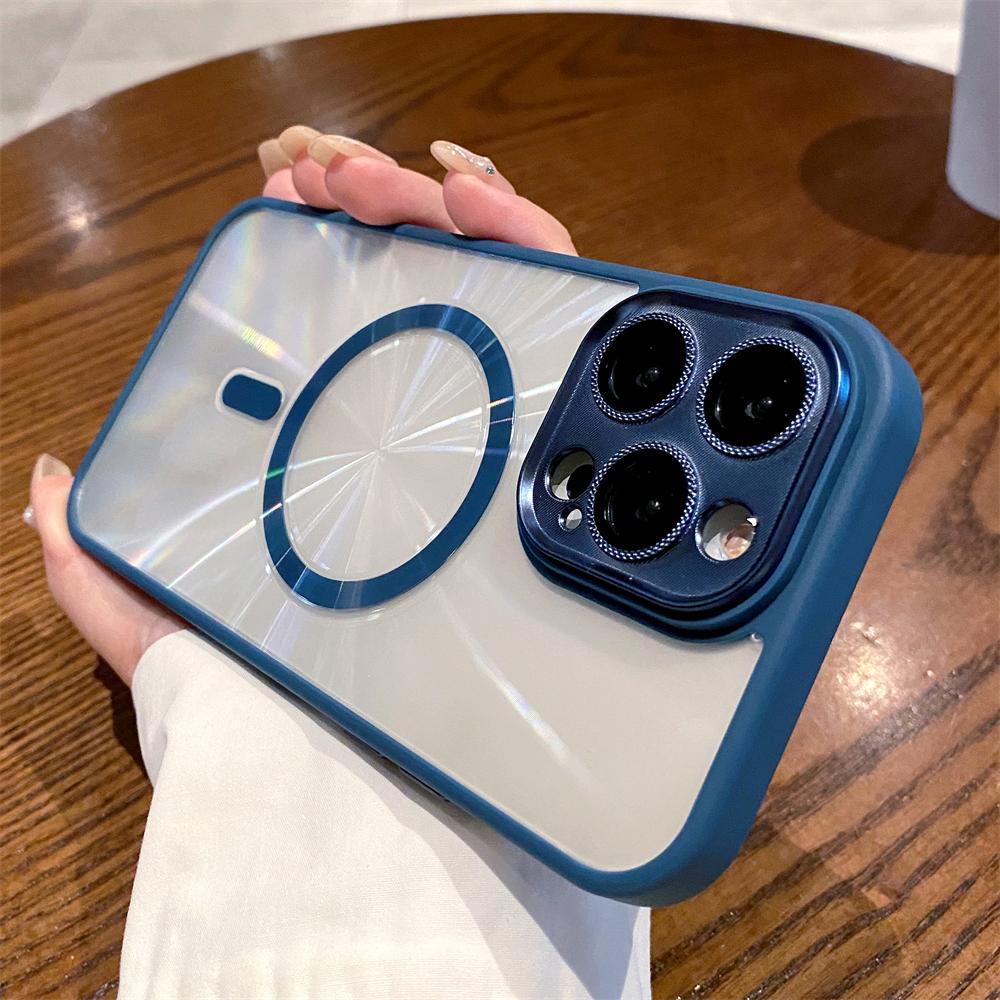 Aurora Laser Magnetic Clear Case For iPhone 15 14 Plus 13 11 12 Pro Max For Magsafe Wireless Charge CD Pattern Transparent Cover