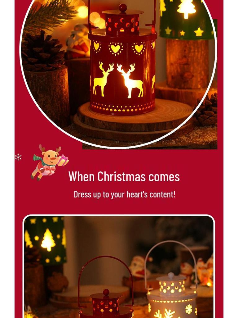 Nordic Style Christmas Lantern with Electronic Candle - Creative Festival Decoration Ornaments