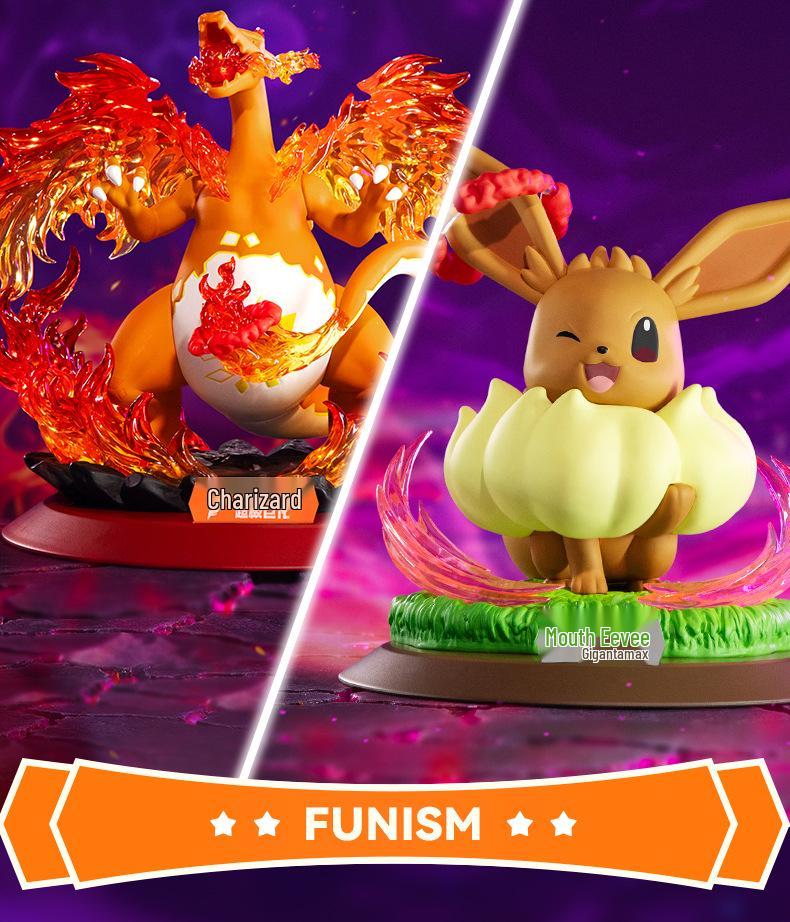 Playfulism Pokémon Charizard & Eevee Gigantamax Figures with Gengar & Pikachu Shining Moments Merchandise