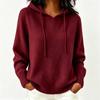 Hooded Knitted Hoodie Women's Autumn/Winter Hoodie Drawstring Pocket Sweater Women's Casual Solid Color Women