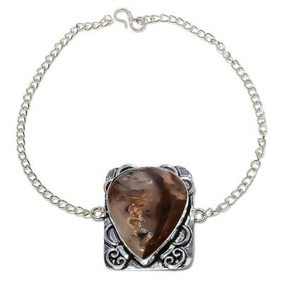 Natürlicher Röhrenachat Edelstein Handgefertigt 925 Sterlingsilber Armband 7-8" a5Y45