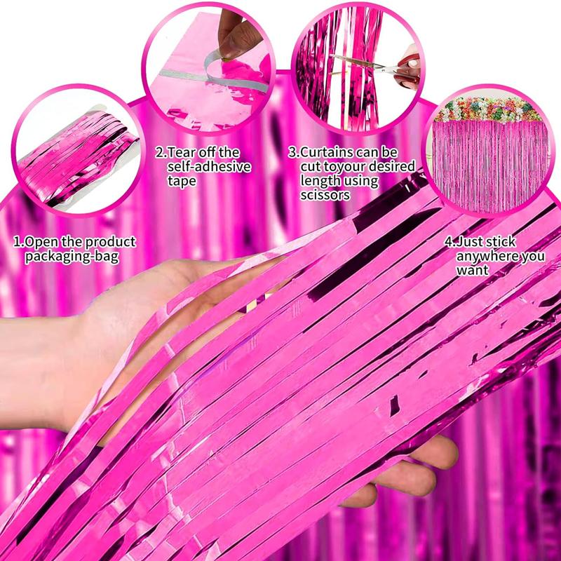 2/1Pack Party Background Wedding Decoration Foil Fringe Curtain Sequin Bachelorette Photo Backdrop Wall Curtain Birthday Gifts