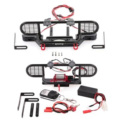 Upgrade Metal Front Bumper & Winch with Searchlight DIY Toy Replacement Realistic RC Car Accs for 1/10 TRX4 D90 D110
