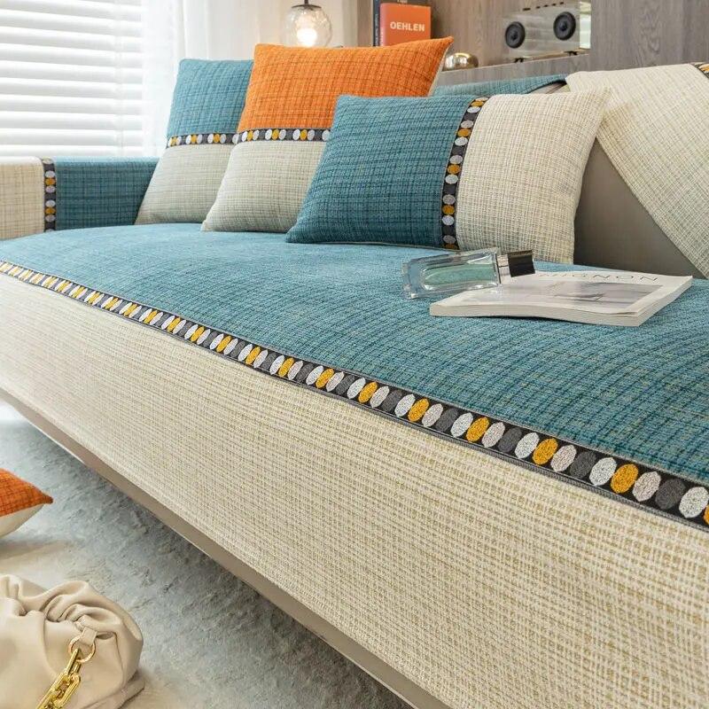 İskandinav Nakış Şönil Kanepe Yastığı Örgü Için Kanepe Kılıfı Havlu Oturma Roon Dekorasyon Ekleme Kaymaz Kanepe Kılıfı 1 Adet