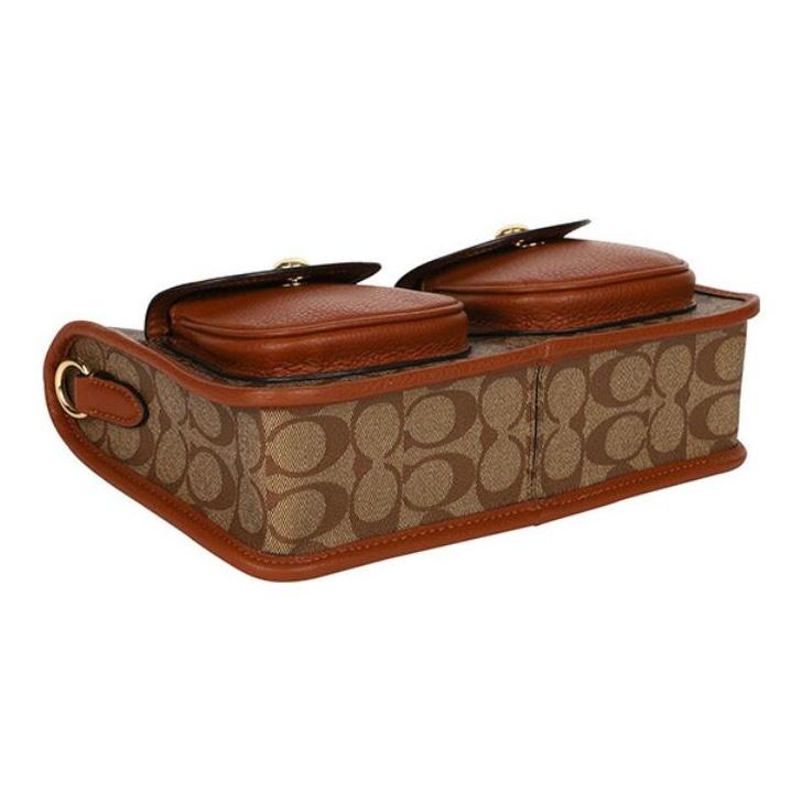 Coach Pennie 27 Classic Monogram Canvas Leather Shoulder Bag Women Bags Brown C5675-IMS5U