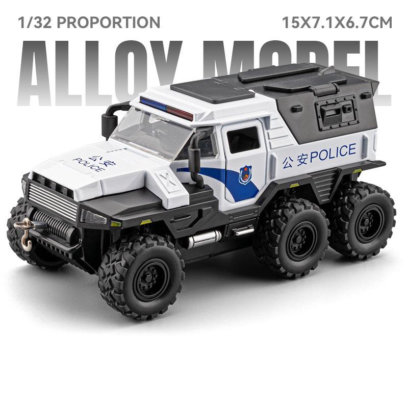 1:32 H2 Conqueror Police Car Model Toy Doors Opened Alloy Diecast Music Light Off-road Vehicles Models Home Decor Decoration