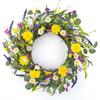 22 Inch Artificial Summer Wreath Daisy and Lavender Wreath with Wildflowers for Home Wall Farmhouse Springtime Easter Holiday Party