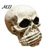 Halloween Skull Decor Figurine, Hear See Speak No Evil Skeleton Head Funny Sculpture Statue, Gothic Resin Home for Desk, Bookshelf, Mantel,