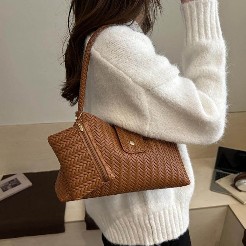 Yogodlns Herbst/Winter Neues Strickmuster Handtasche Retro Eimer Unterarm Hobo Tasche Damen Einzelne Schultertasche