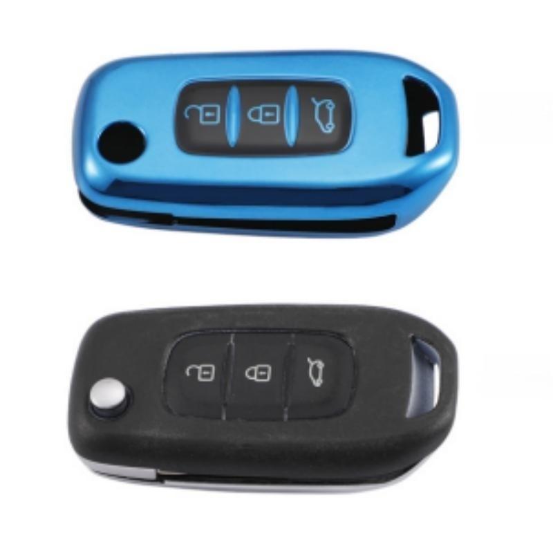 Elektroplåt Bilnyckelfodral Fob Cover Shell för Renault Kadjar Captur Megane 3 Symbol Logan 2 Sandero 2 Dacia Duster Nyckelring Tillbehör