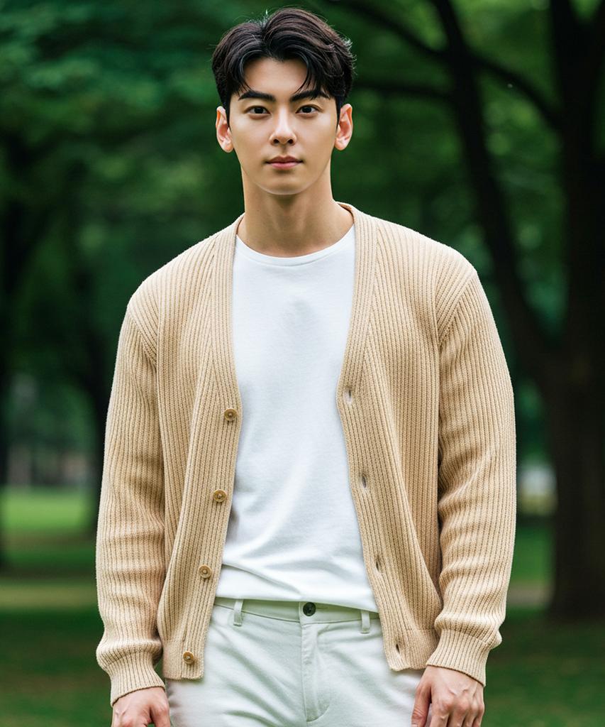 General Works Ribbed V-Neck Cardigan_4 Colors Fw0013 (B Type)